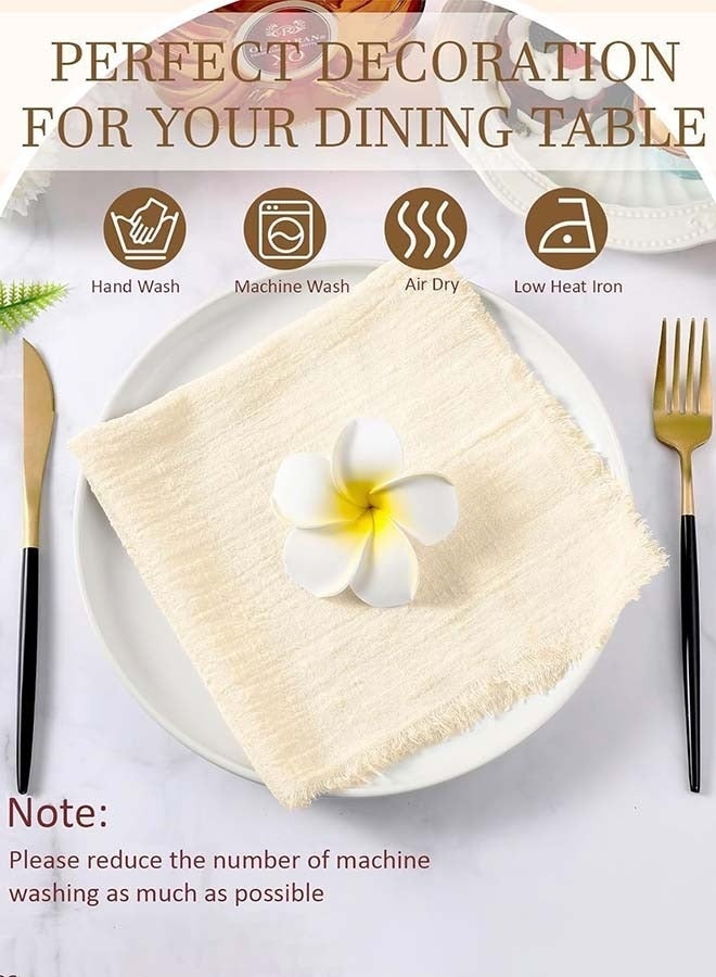 Forest Home 12 Pcs Cotton Linen Cloth Napkin, Handmade Cloth Napkins with Fringe, 43x 43cm Soft Cloth Dinner Napkin Square Table Napkins for Dinners, Parties, Weddings, Wedding Napkin Beige - Image 4